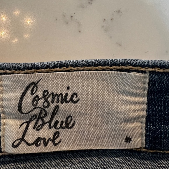 Cosmic Blue Love Distressed Denim Shorts - Size 27 - Picture 3 of 4